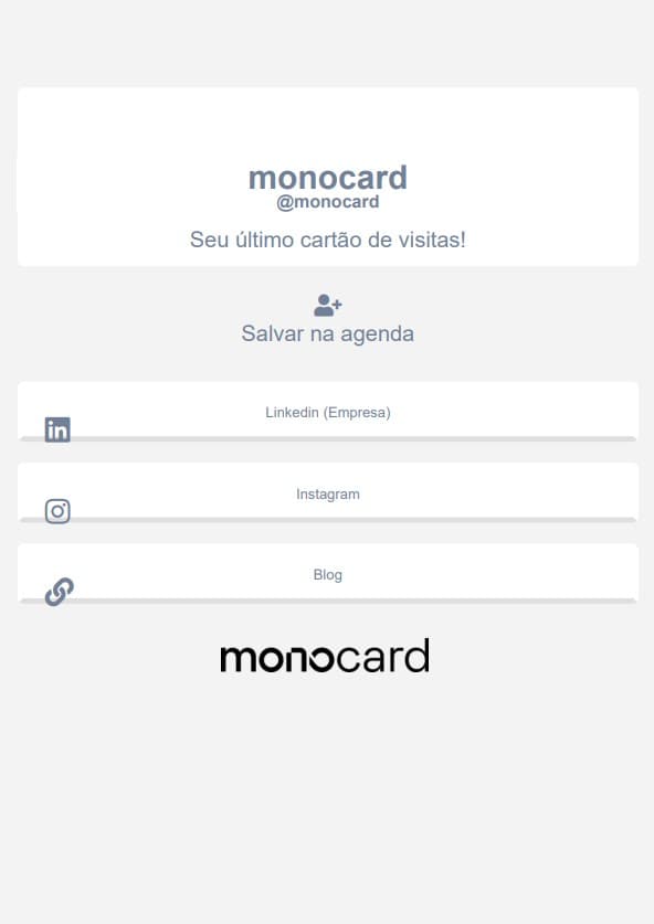 Interfaz del perfil monocard en PDF