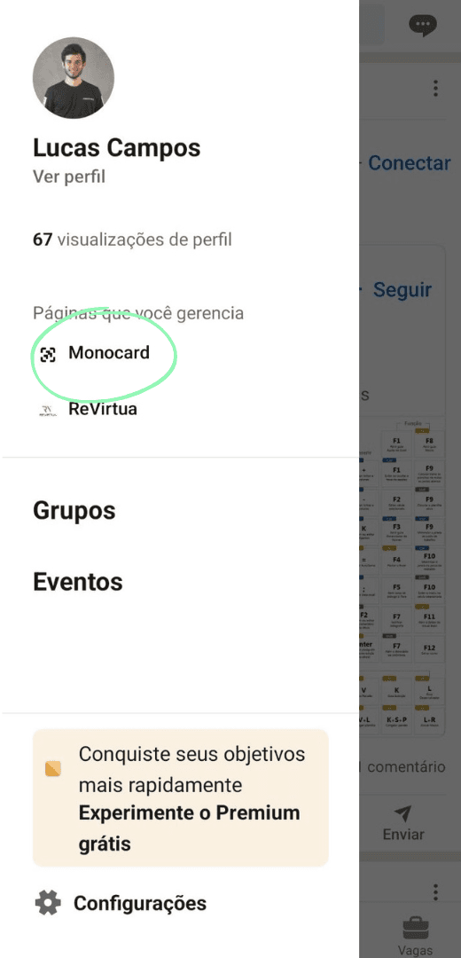 Haz clic en la empresa que gestionas para descubrir su nombre de usuario en la red