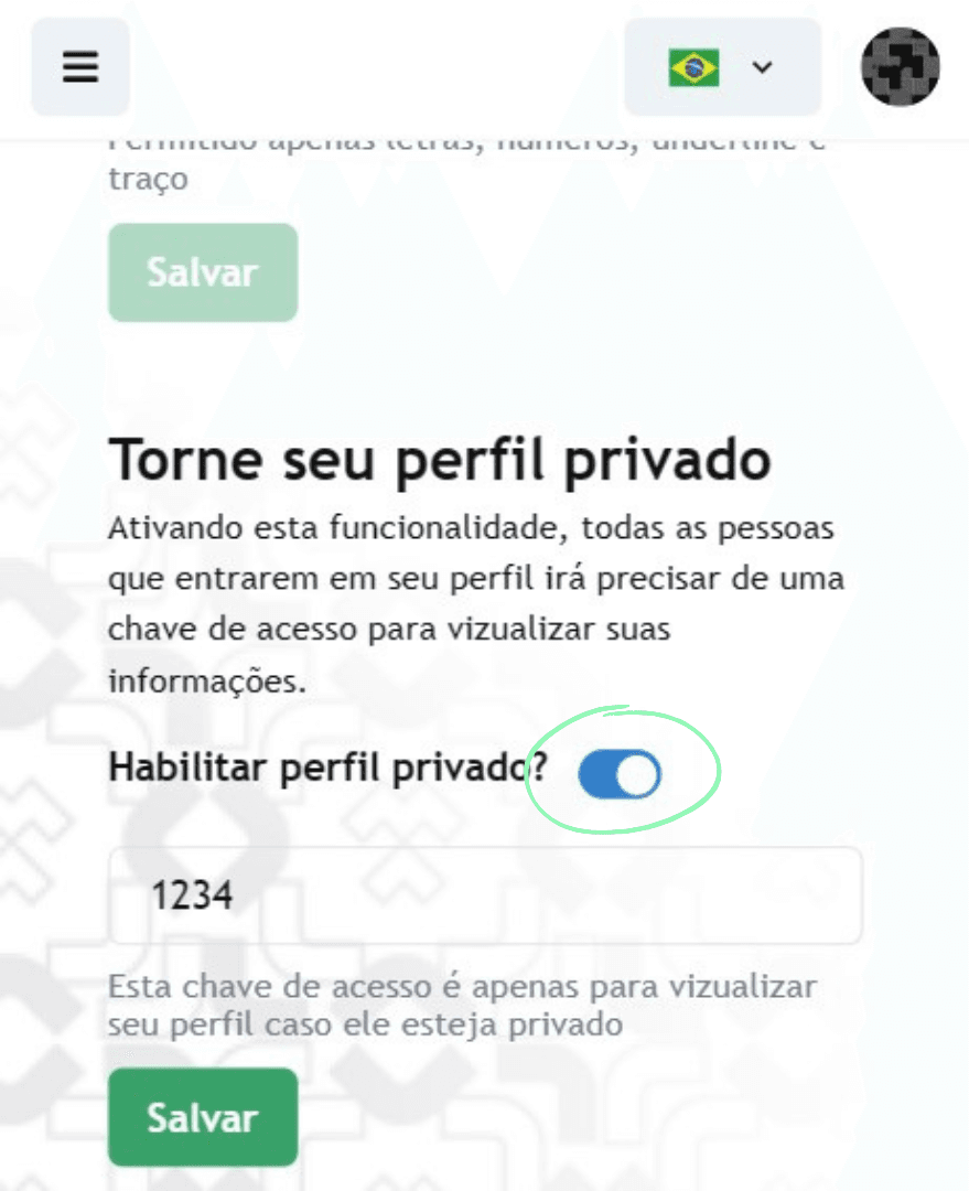 Habilite la función de perfil privado para agregar una contraseña a su perfil en línea